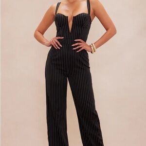 Black and White Striped Jumpsuit